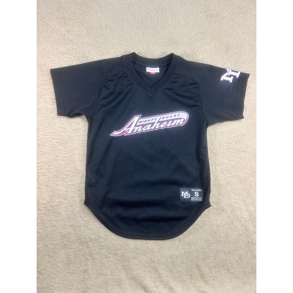 Mitchell Ness Anaheim Mighty Ducks Jersey V Neck Short Sleeve Black Women Size S
